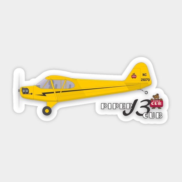 Piper J3 Cub Sticker by GregThompson